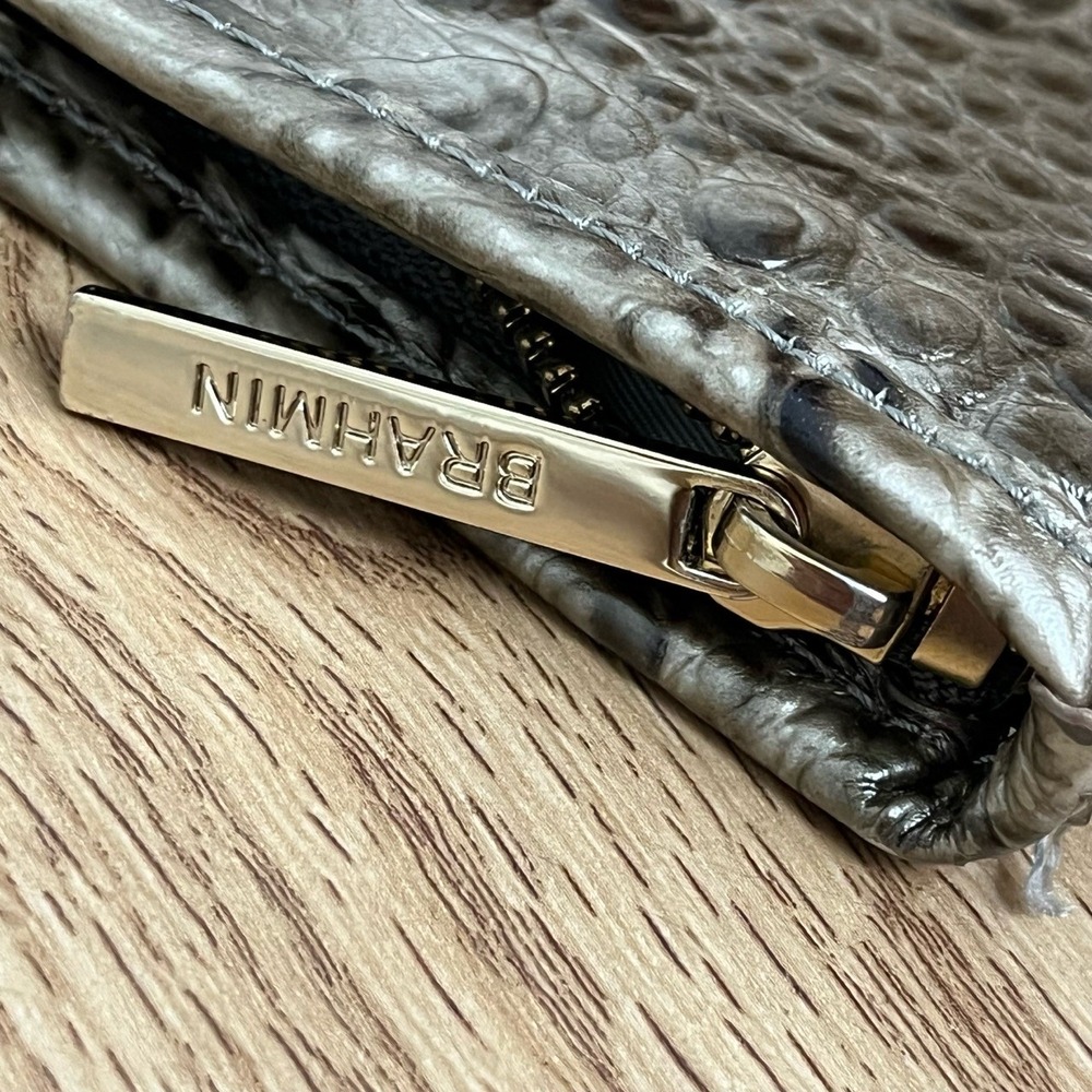 Brahmin Smokey Taupe Melbourne Clutch Croc-Embossed Leather Brown Croc - Picture 15 of 15